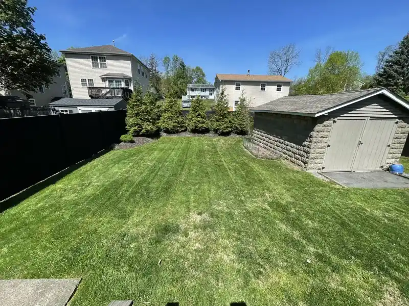 Freshly cut residential lawn in Beacon, NY